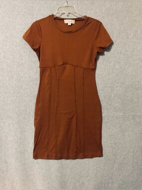 No comment Short-Sleeve Bodycon Dress color copper-Brown Sz S